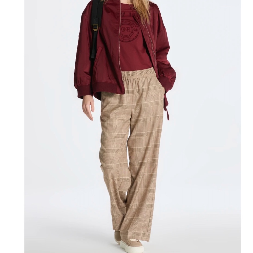 NWT GANT Relaxed Fit Checked Pull-On Pants Soft Oat  - 12
